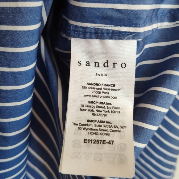 Sandro Daniela Striped Lace-Sleeve Top - Picture 7 of 12